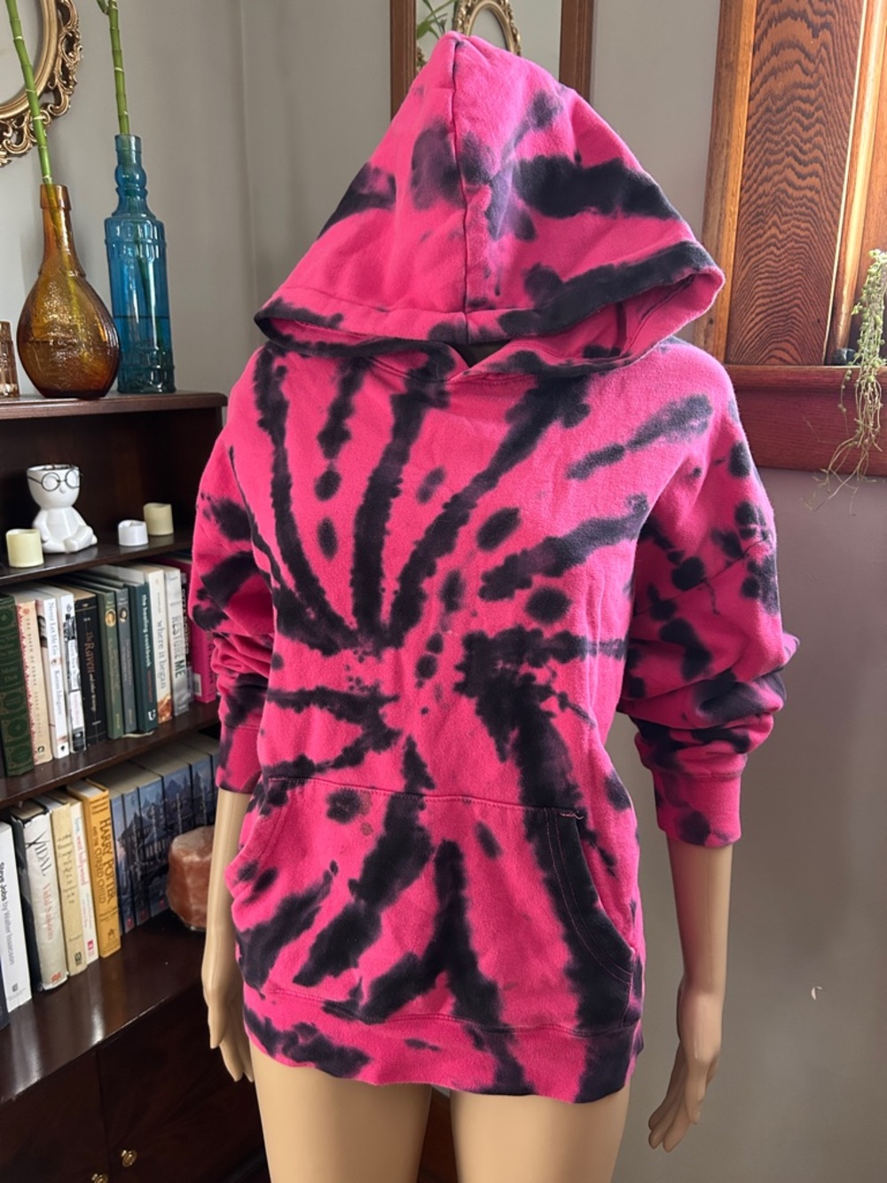 Zine Clothing Pink and Black Tie-Dye Hoodie